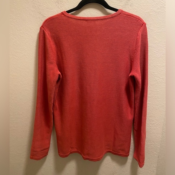 J. McLaughlin Red Crewneck Long Sleeve Shoulder Zip Sweater Size M - Picture 7 of 10